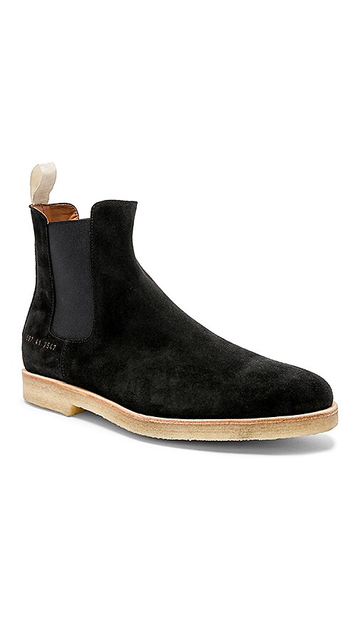 Common Projects Suede Chelsea Boots in Black | REVOLVE