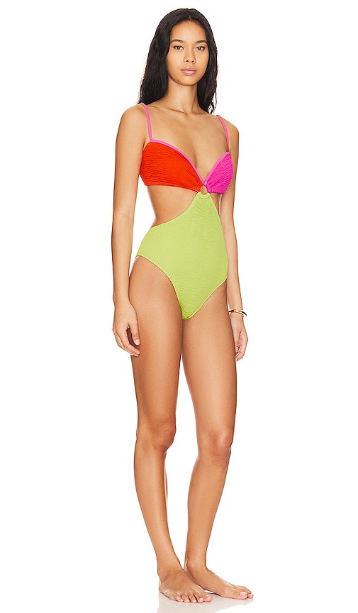 Shop Cleonie Lorne Maillot In Tangerine  Barbie  Chartreuse