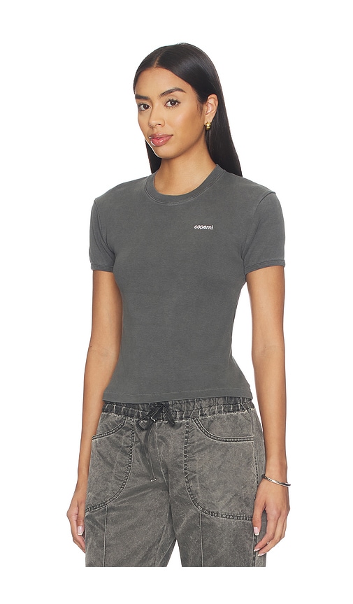 Coperni Logo-print Cropped T-shirt In Gray
