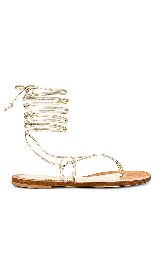 Lola Lace Up Sandal in Gold