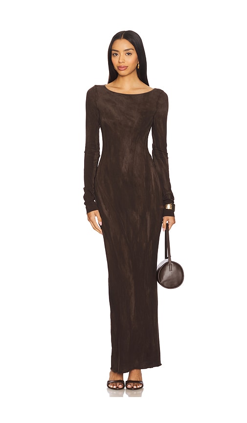 Marbella Long Sleeve Maxi Dress in Brown. - size L (also in M, S, XS) - COTTON CITIZEN - Modalova