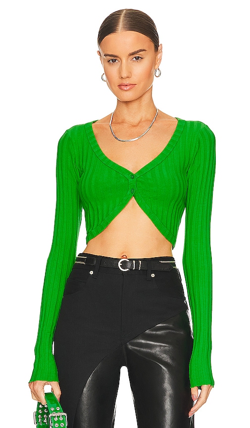 COTTON CITIZEN The Capri Crop Cardigan in Lime