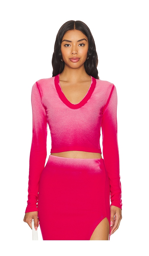 COTTON CITIZEN The Verona Crop U-neck Shirt in Fuchsia Cast