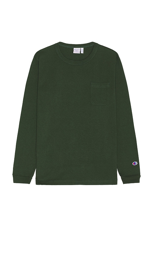 Champion Usa Long Sleeve Pocket Tee In Green