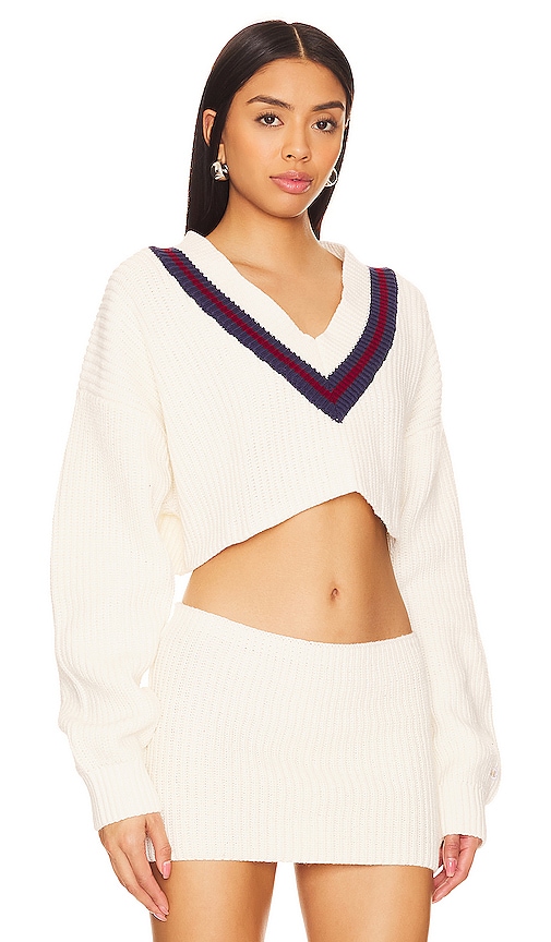 Shop Champion X Danielle Guizio Crop Rib Knit Pullover Sweater In Chalk White