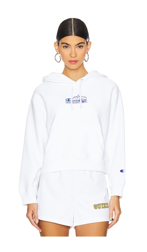 Champion X Guizio Shrunken Pullover Hoodie In White