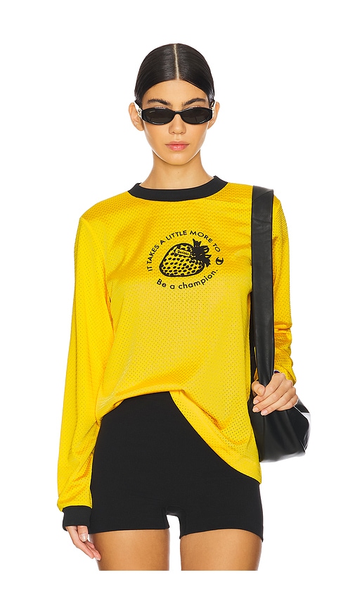 Champion X Guizio Warm-up Long Sleeve Tee In Yellow Cab & Black