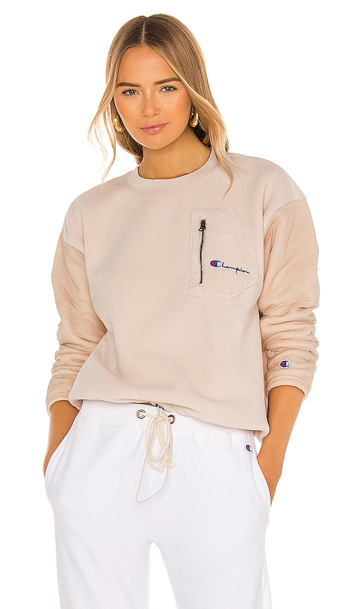 Champion Boxy Sherpa Crew Top in Blushing Peach | REVOLVE