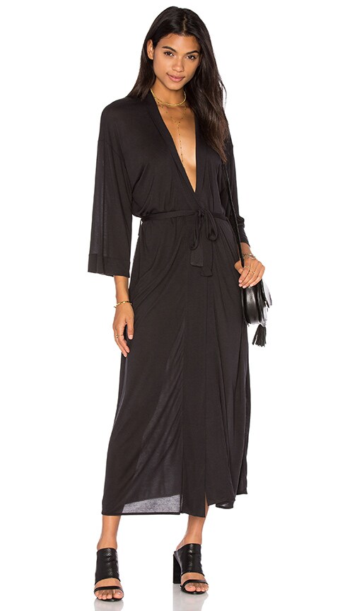 black kimono wrap dress