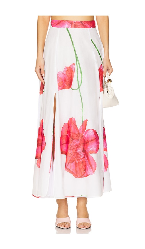 Charo Ruiz Ibiza Ventine Floral-print Cotton-blend Maxi Skirt In White Blossom