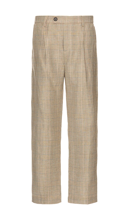 Plaid Linen Pleated Trouser