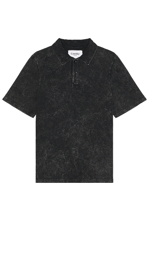 Corridor Acid Wash Short Sleeve Polo In Black
