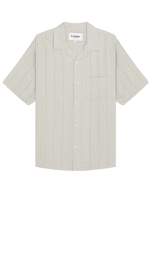 Shop Corridor Striped Seersucker Short Sleeve Shirt In Grey