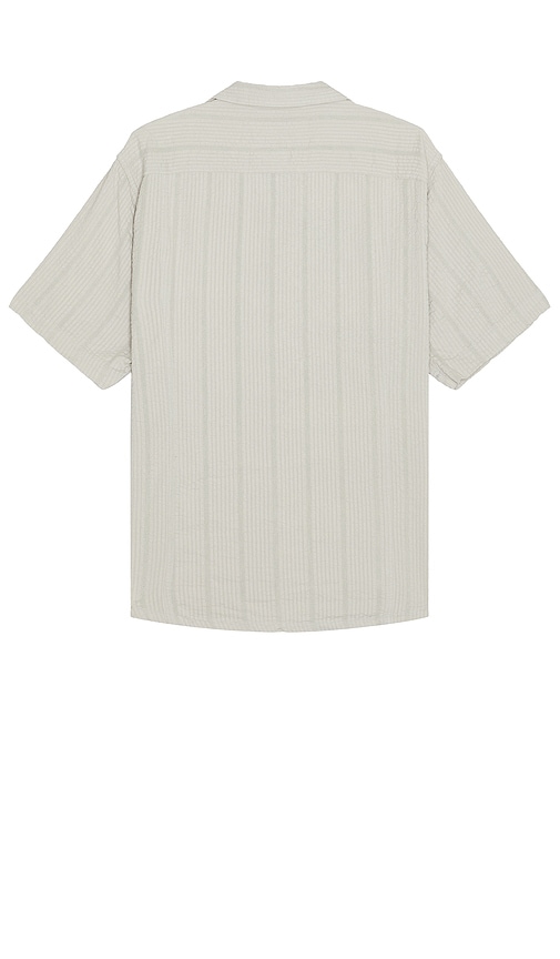 Shop Corridor Striped Seersucker Short Sleeve Shirt In Grey