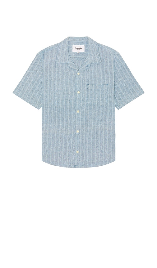 Basket Weave Stripe Shirt in Blue. - size XL/1X (also in L, M, S)