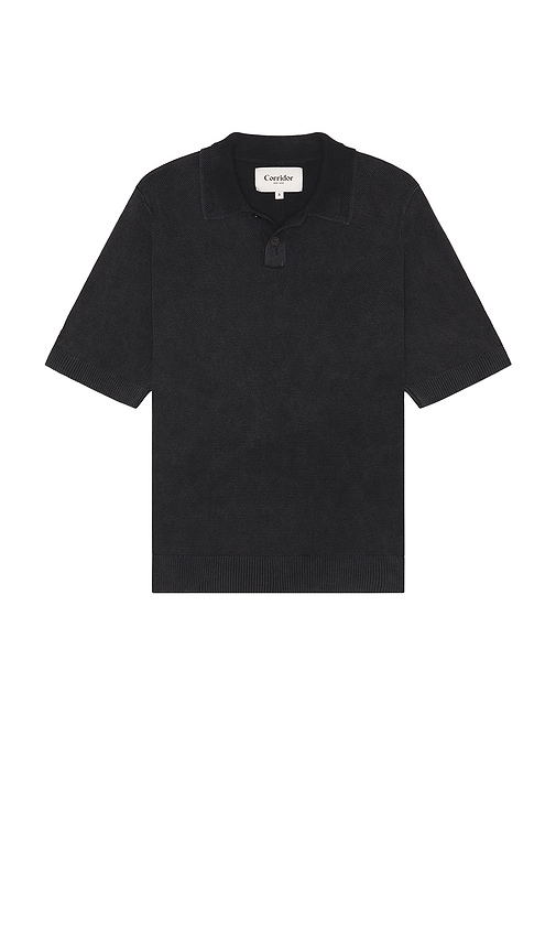 Rice Stitch Polo in Black. - size XL/1X (also in L, M, S)