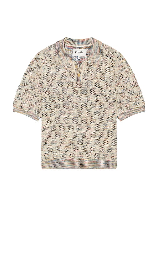 Cable Lace Polo in Cream. - size XL/1X (also in L, M, S)
