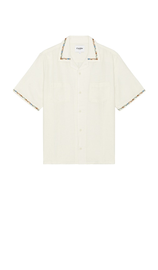 Rose Chain Short Sleeve Camp Shirt in White. - size XXL/2X (also in L, M, S, XL/1X)