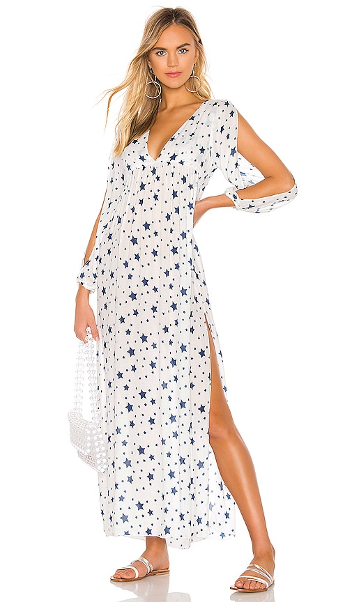 Slit Sleeve Deep V Maxi Cover Up