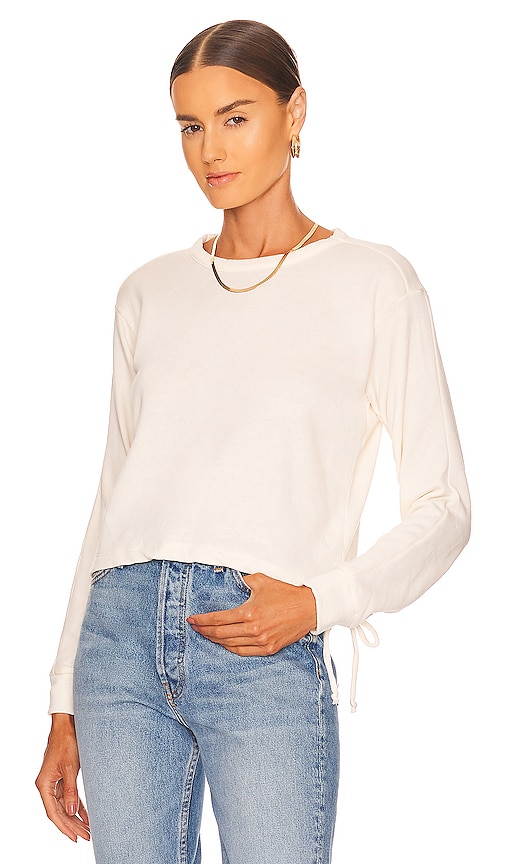 Chaser Long Sleeve Cropped Pullover in Oat Milk