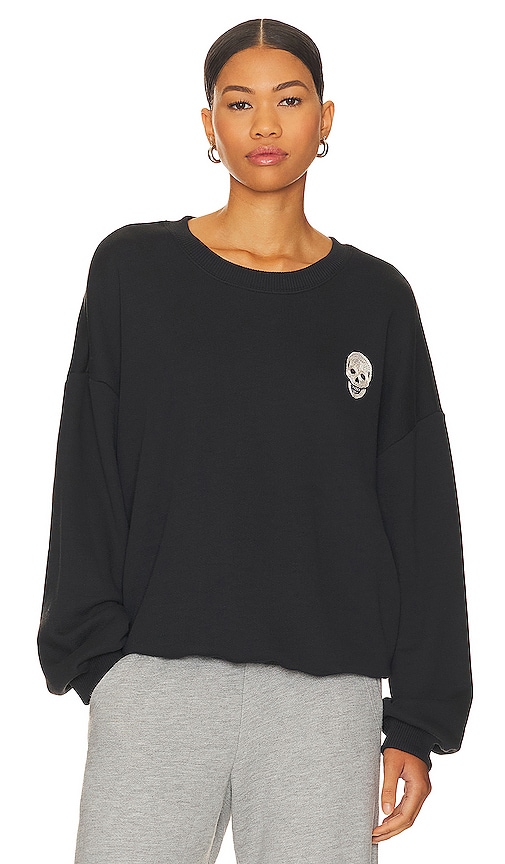 Chaser Embroidered Skull Sweatshirt in Shadow