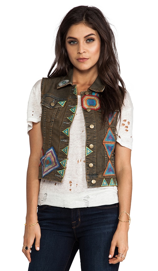 Patched Denim Vest
