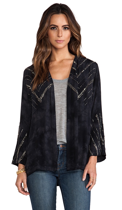 NEW REVOLVE CHASER Blue Grey White Tie Dye Beaded Open Cardigan Kimono deals XS