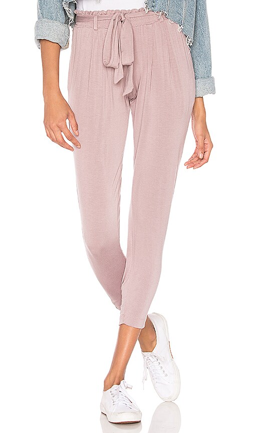 Belted Smocked Paperbag Waist Pant