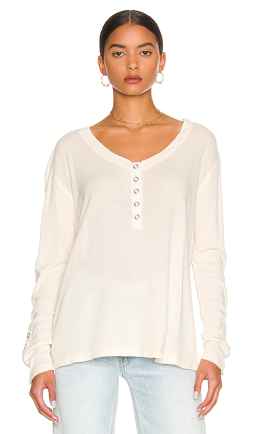 Chaser Long Sleeve Scoop Neck Henley in Eggnog | REVOLVE