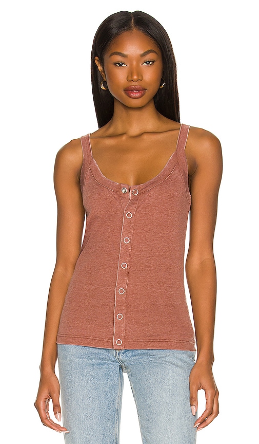 Free People Seamless V Neck Cami in Chocolate Lava
