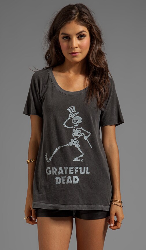 Dancing Skeleton Open Back Short Sleeve Raglan