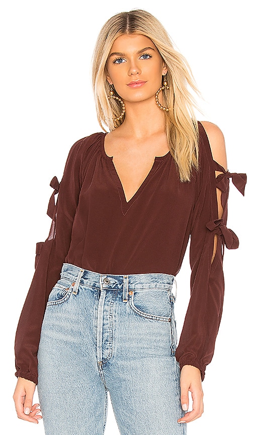 Silk Slit Tie Sleeve Blouse