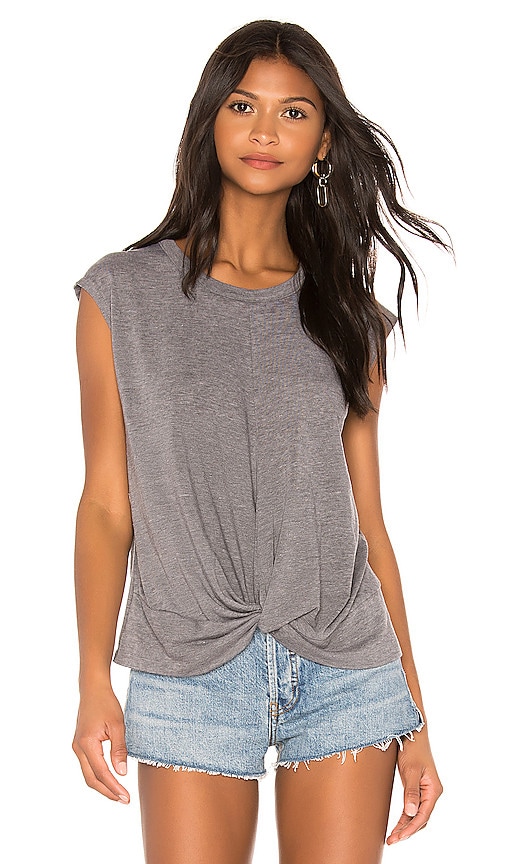 Chaser Twist Front Hi Lo Tee In Streaky Grey Revolve