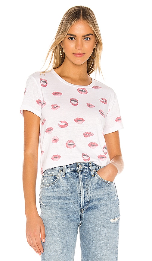 Chaser Saucy Lips Tee In White.