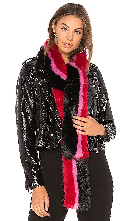 Charlotte Simone Faux Fur Snugglez in Black Red Hot Pink REVOLVE