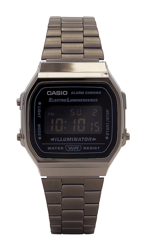 Casio Vintage A168 Series Watch In Metallic Silver