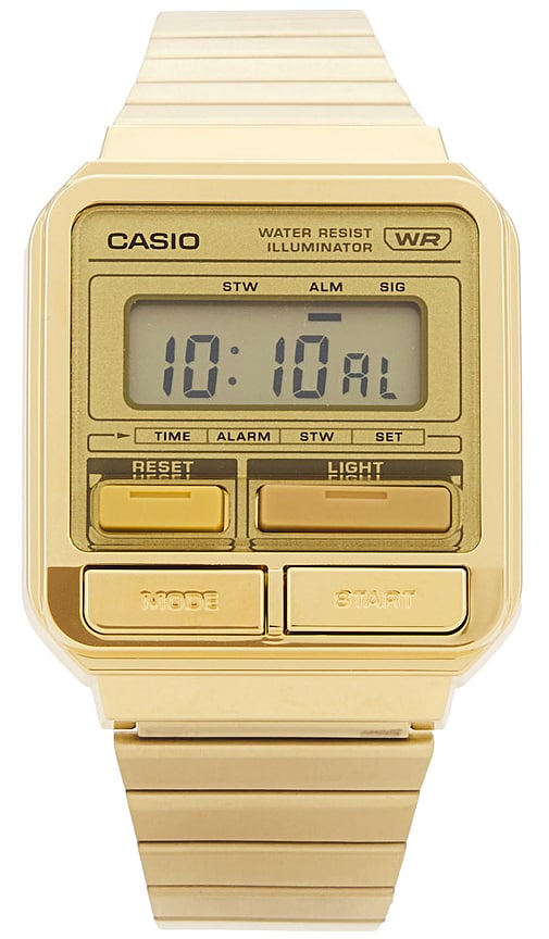 Shop Casio Vintage A120 Series Watch In Metallic Gold