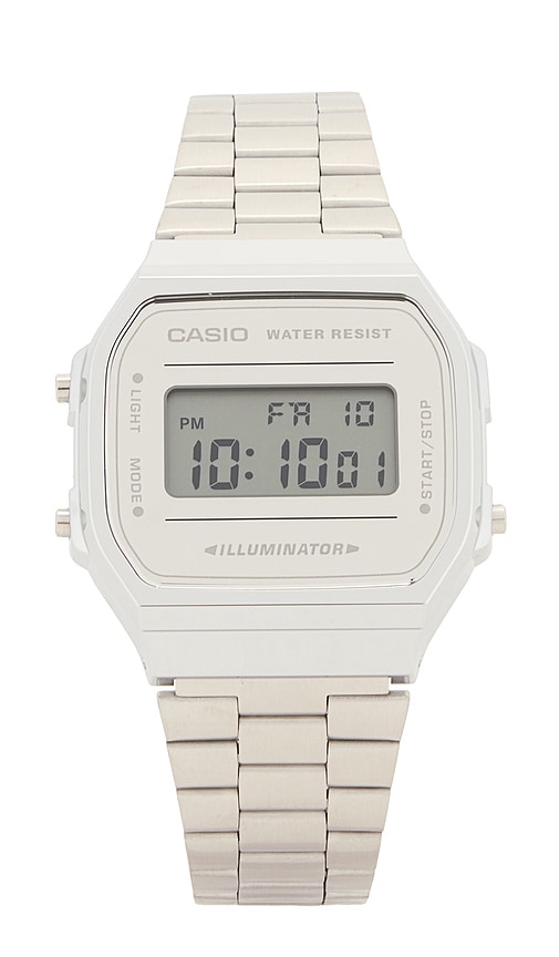 Shop Casio Vintage A168 Series Watch In Metallic Silver