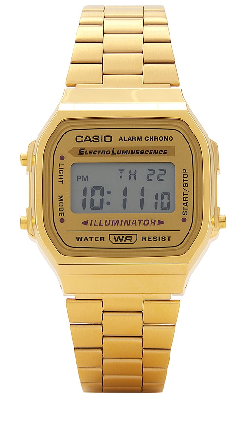 Casio Vintage A168 Series Watch In Metallic Gold