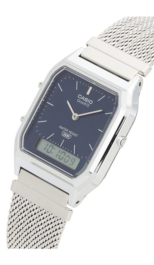  Casio Aq230 Series Watch In Metallic Silver. 