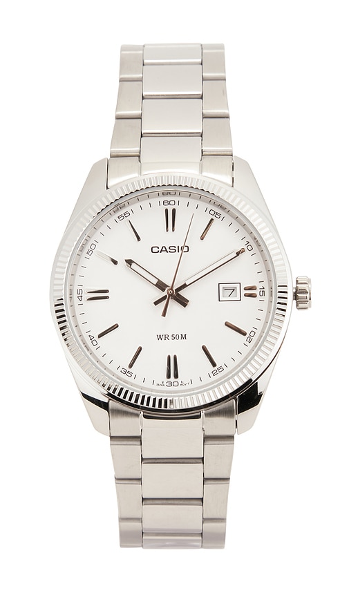 Casio MTP1302 Series Watch in Metallic Silver.
