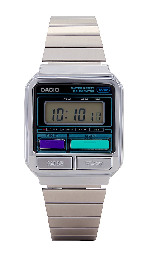 Casio A120 Series Watch In Metallic Silver