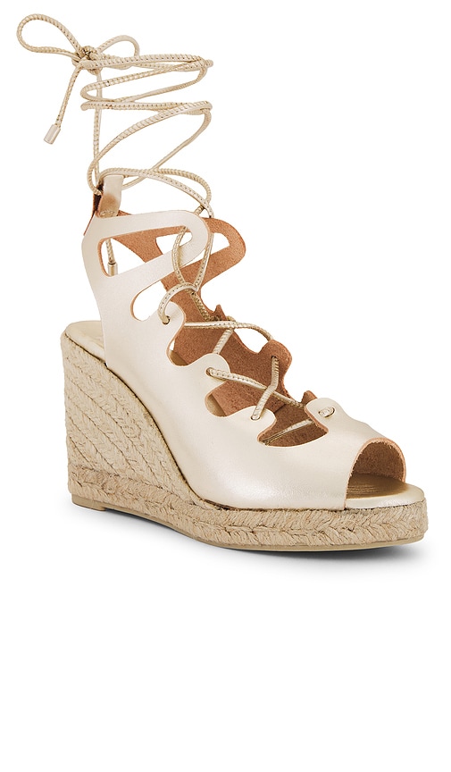 Shop Castaã±er Antigone Wedge Sandal In 铂金