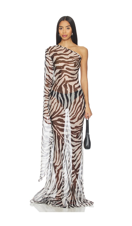 Zebra Print Maxi Dress in Brown. - size L (also in M, S, XS) - Cha The Label - Modalova