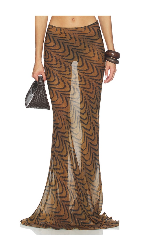 Cha The Label Printed Maxi Skirt In Brown