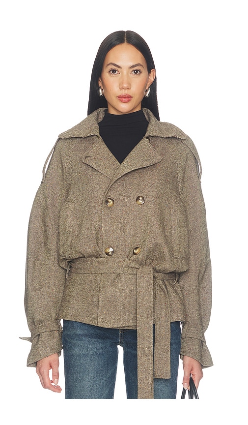 Cubic London Double-breasted Wool Blend Coat in Brown. - size M (also in L, S)