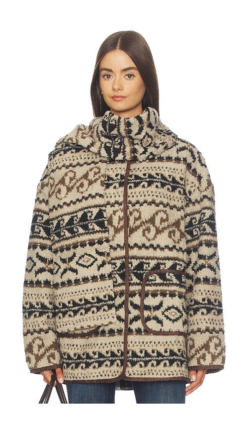 Cubic London Paisley Faux Shearling Padded Jacket in Brown. - size L (also in M, S)