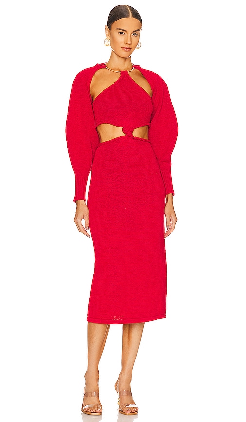 Cult Gaia Salima Knit Dress in Red.