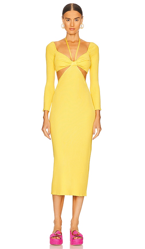 Cult Gaia Enzo Knit Dress in Yellow.