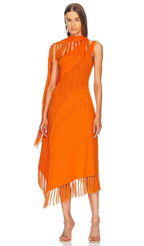 Cult Gaia Saida Knit Dress in Orange.